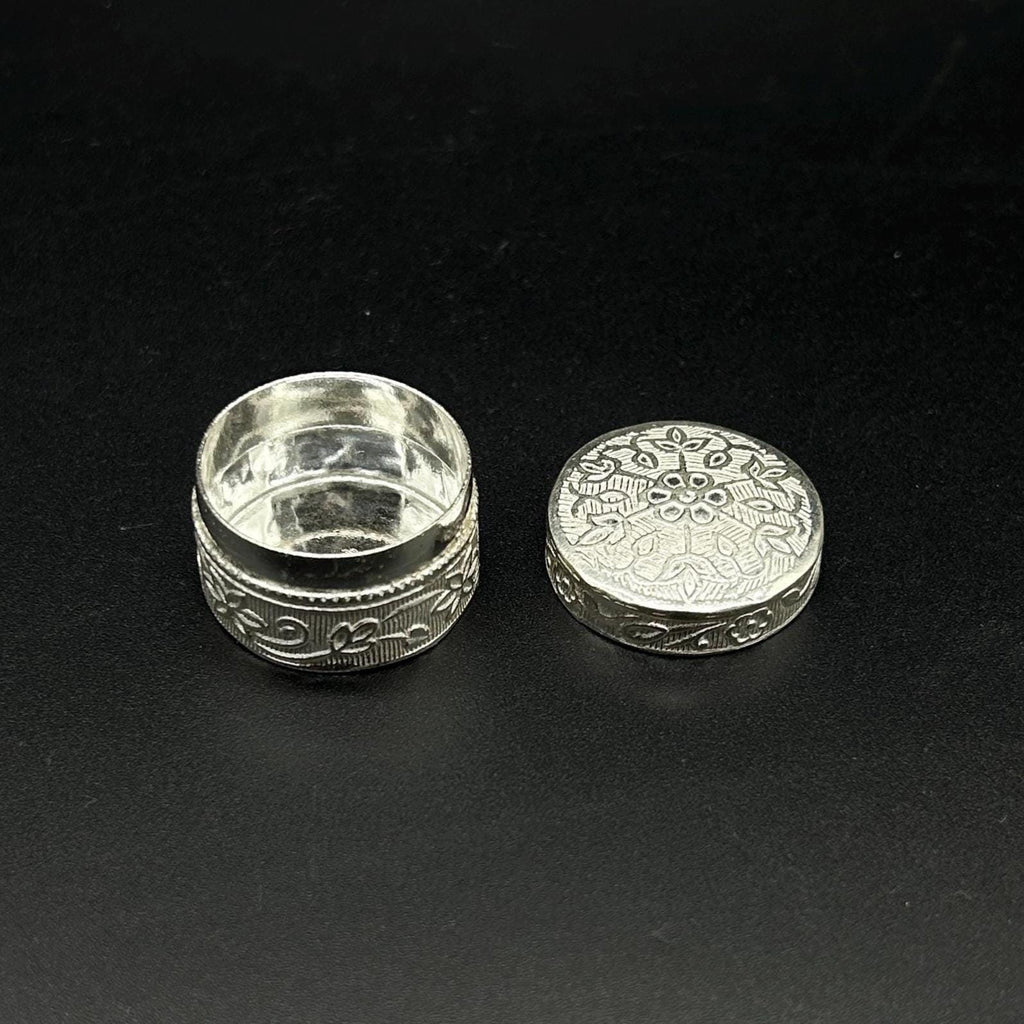 925 sterling silver trinket box, kajal box/casket box bridal round shape sindhur box collection, container box, eyeliner box gifting
