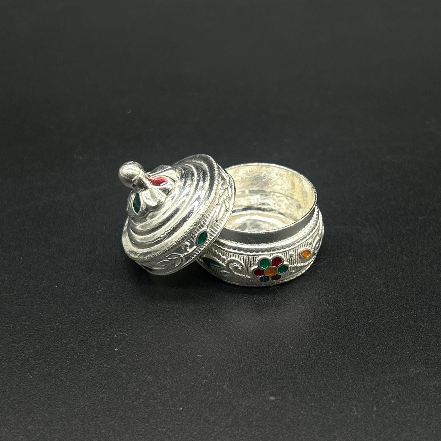 925 Sterling Silver  Silver Kumkum Box / Sindoor Box