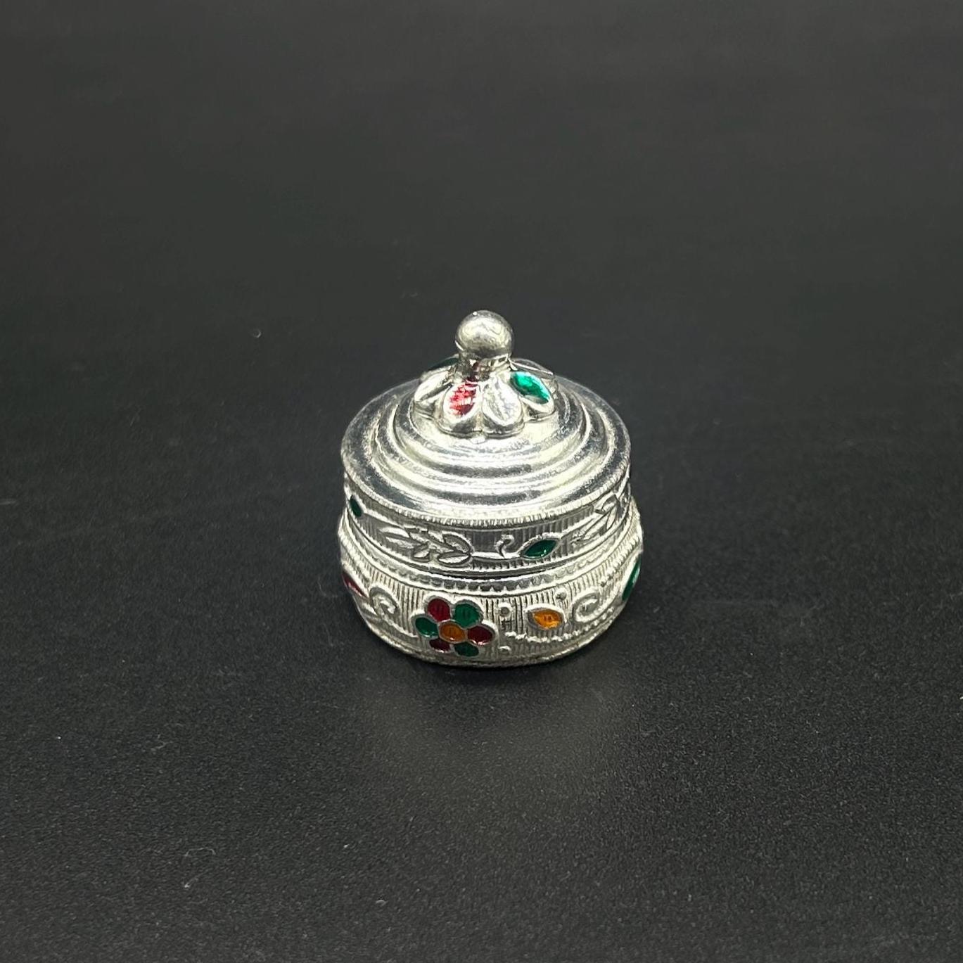 925 Sterling Silver  Silver Kumkum Box / Sindoor Box