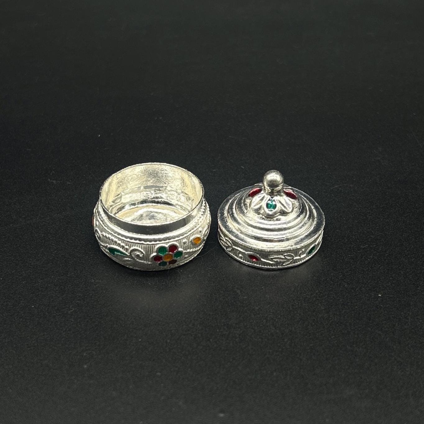 925 Sterling Silver  Silver Kumkum Box / Sindoor Box