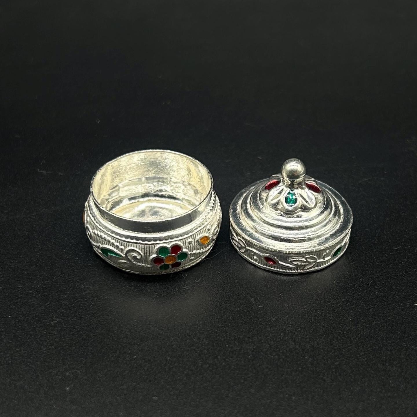 925 Sterling Silver  Silver Kumkum Box / Sindoor Box