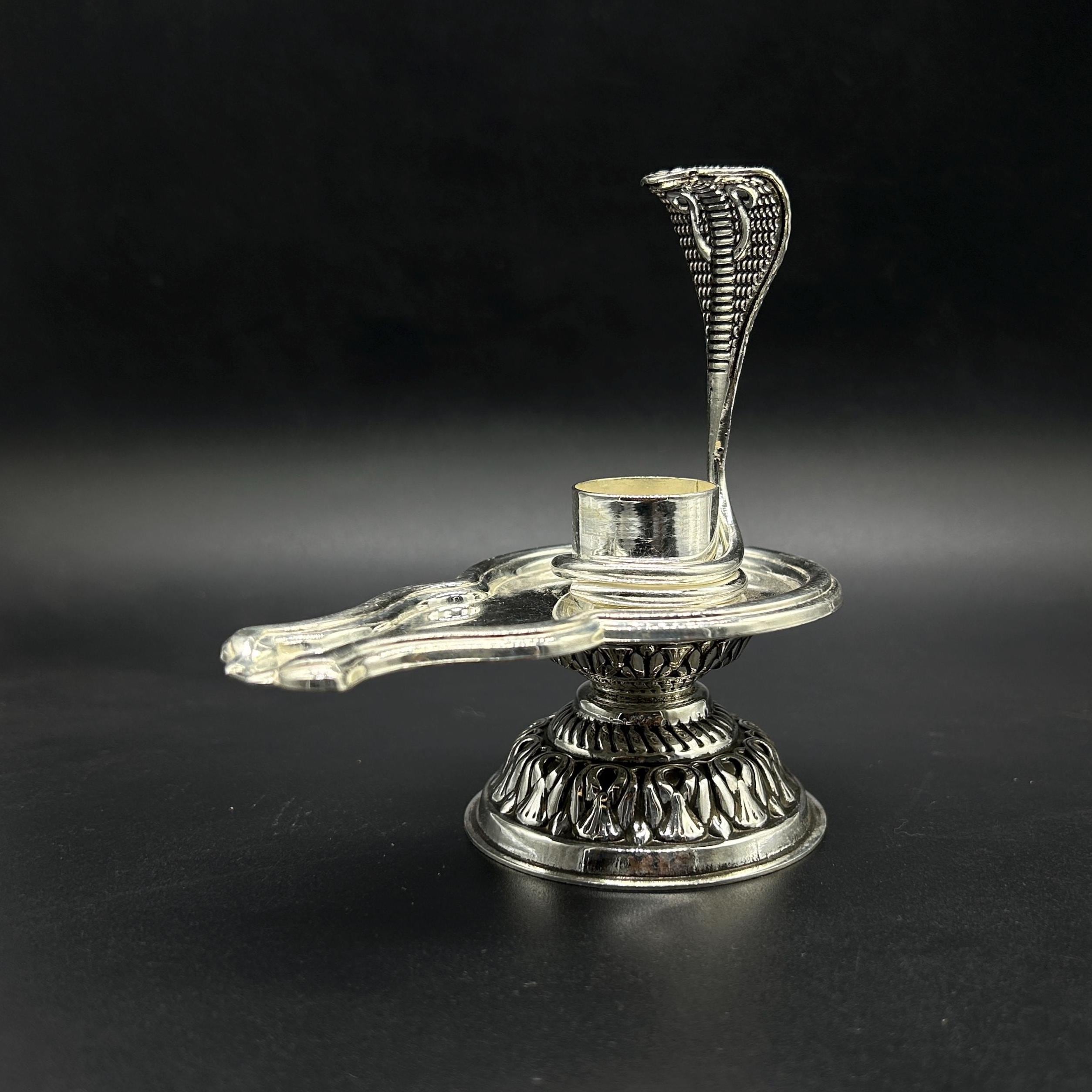 925 fine solid sterling silver lord shiva lingam stand/jalheri, use for put/hold shiva lingam in home temple, awesome handmade article