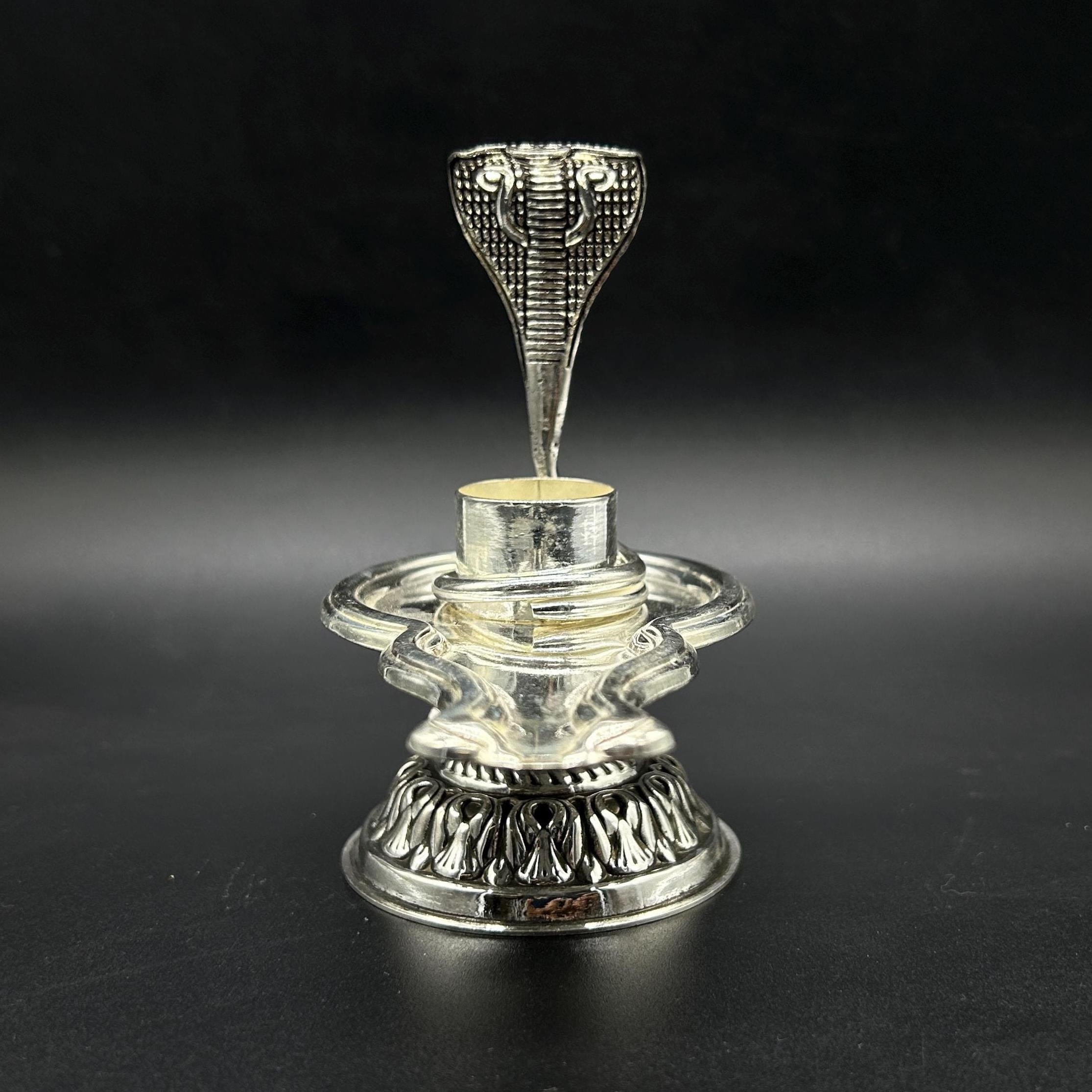 925 fine solid sterling silver lord shiva lingam stand/jalheri, use for put/hold shiva lingam in home temple, awesome handmade article