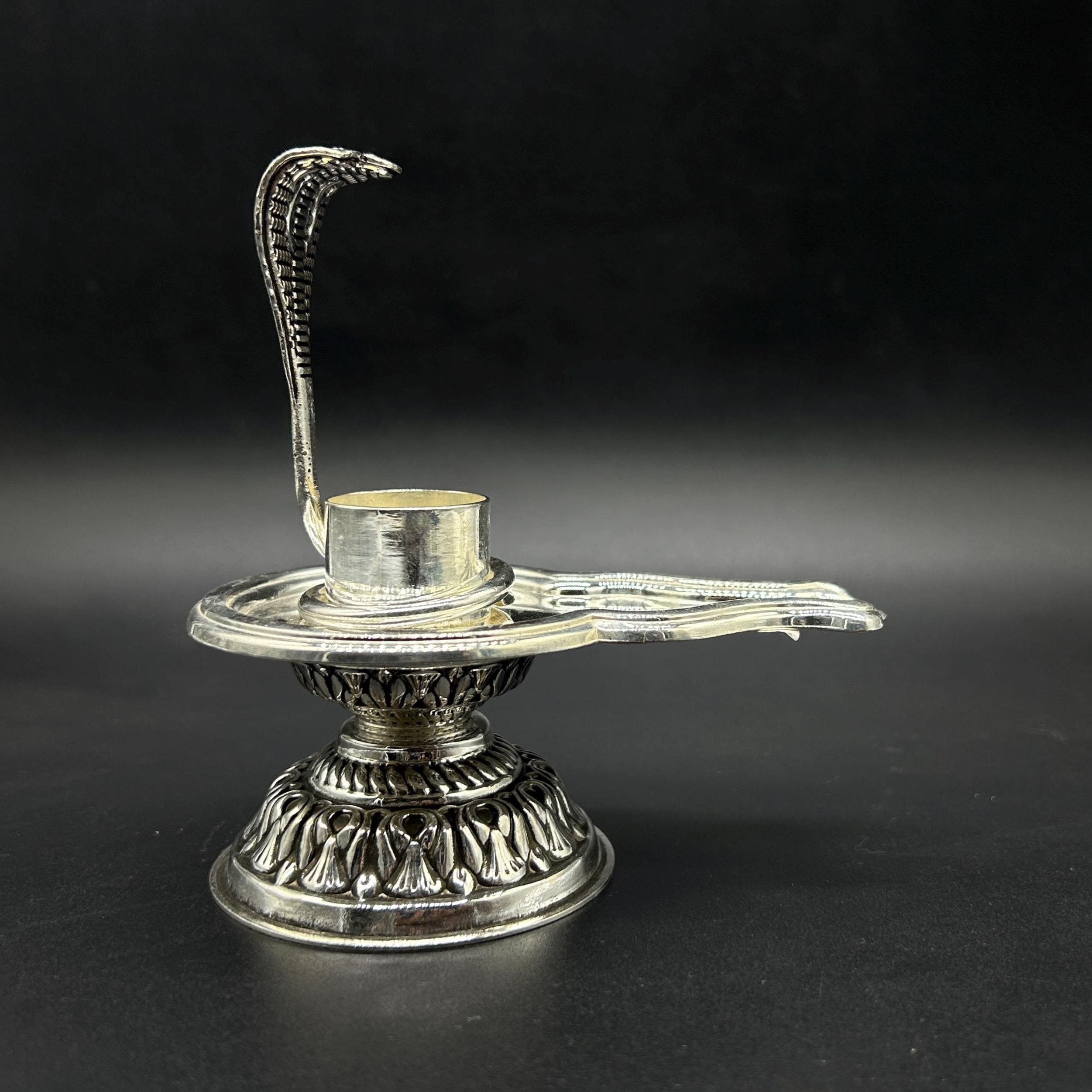 925 fine solid sterling silver lord shiva lingam stand/jalheri, use for put/hold shiva lingam in home temple, awesome handmade article