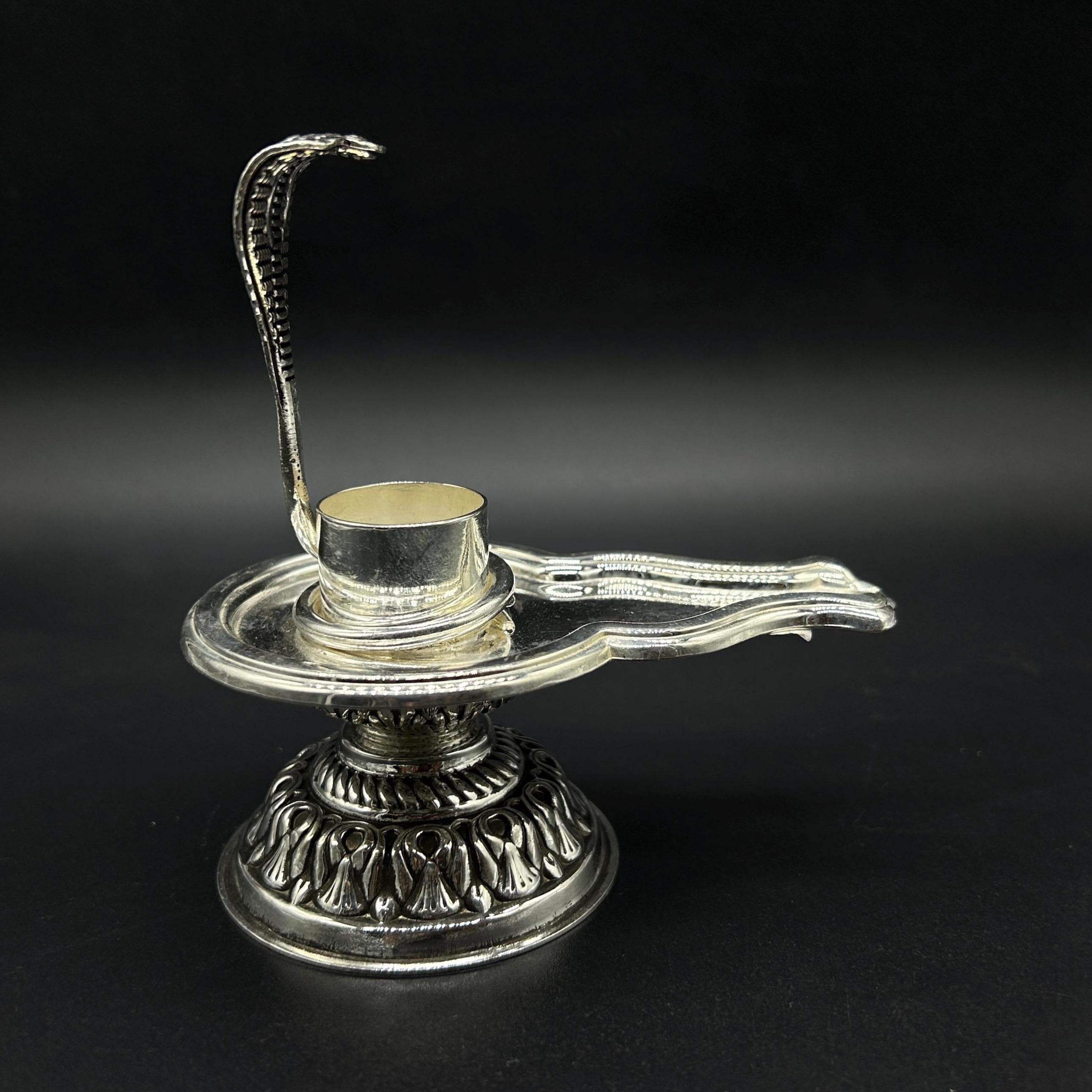 925 fine solid sterling silver lord shiva lingam stand/jalheri, use for put/hold shiva lingam in home temple, awesome handmade article