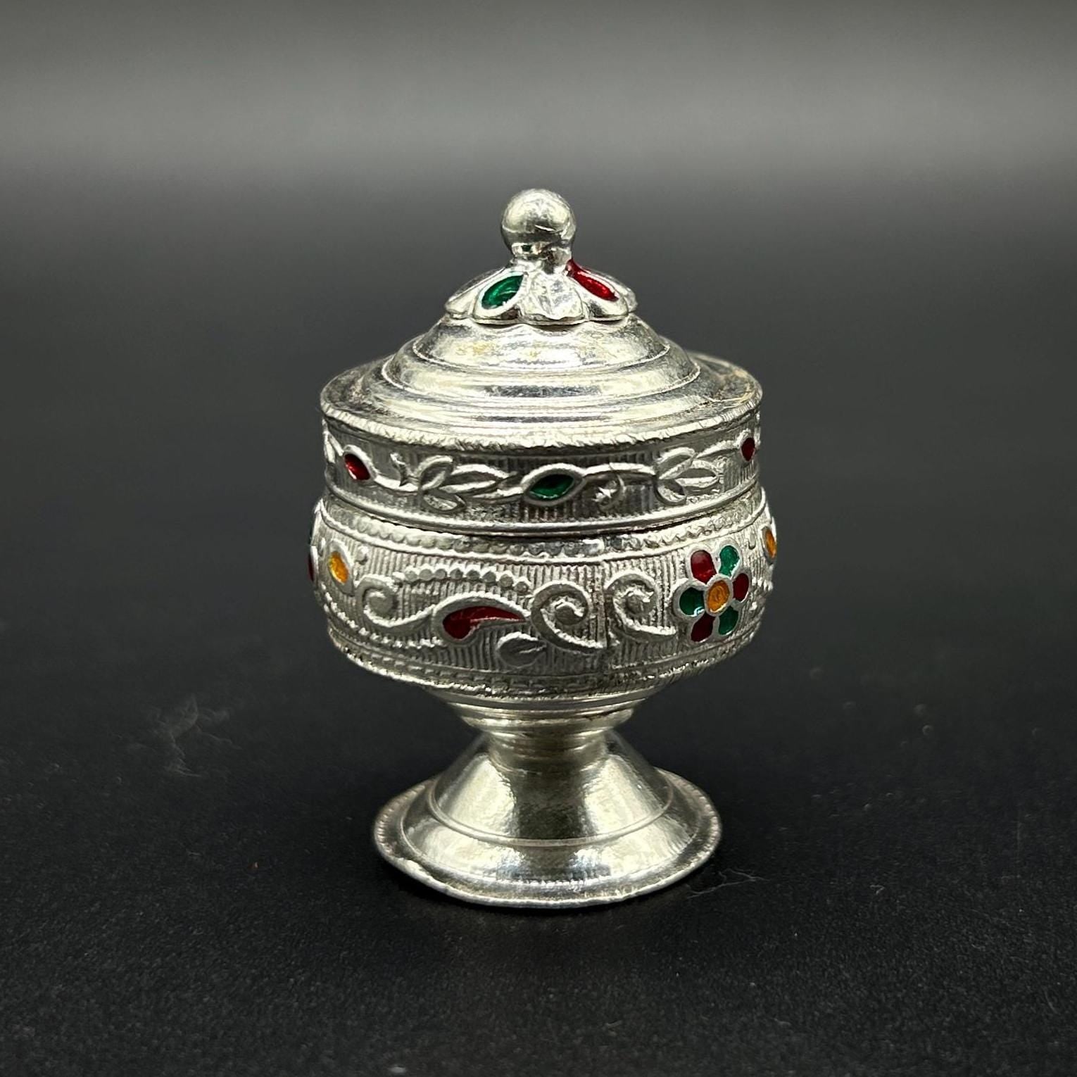 925 sterling Silver KumKum Box / Silver Sindoor Box