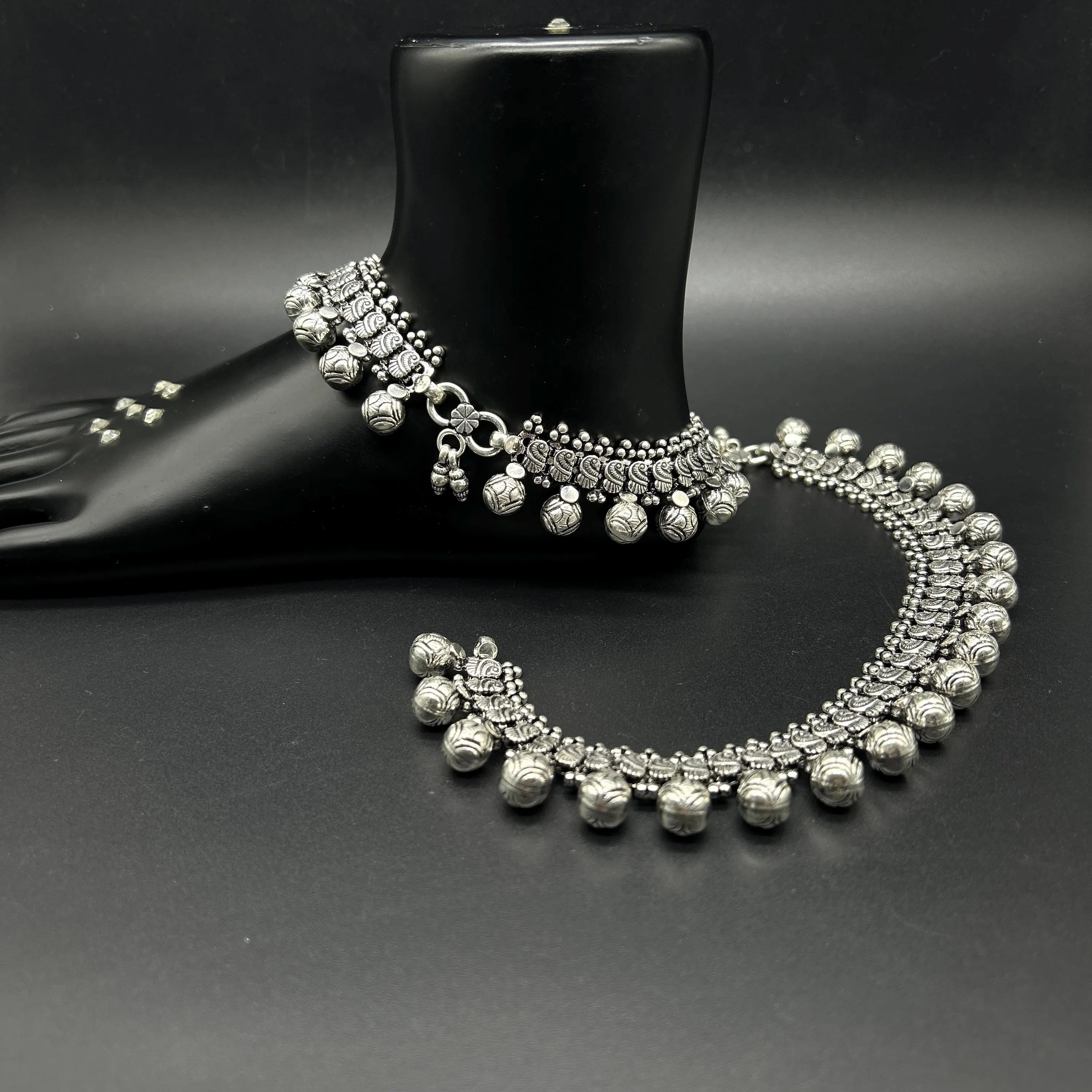 925 Sterling Silver Bride Anklet / Silver Bride Payal / Silver Anklet / Silver Payal / Silver Antique Payal / Designer Anklet