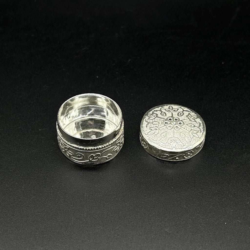 925 sterling silver trinket box, kajal box/casket box bridal round shape sindhur box collection, container box, eyeliner box gifting