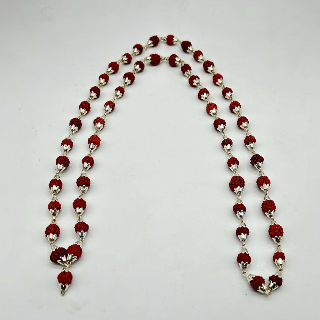Pure Silver Rudraksha Mala / Holy Rudraksha Mala