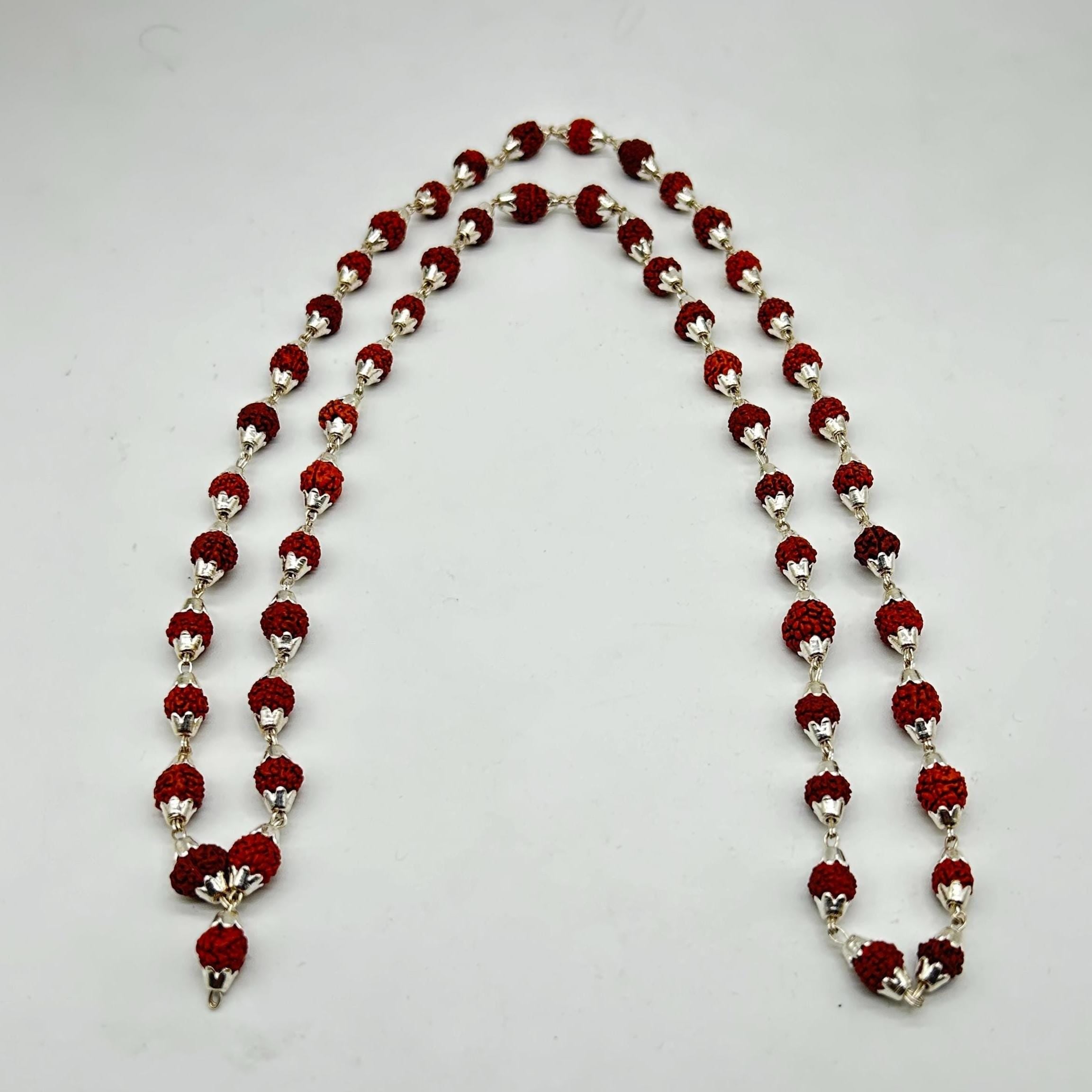 Pure Silver Rudraksha Mala / Holy Rudraksha Mala
