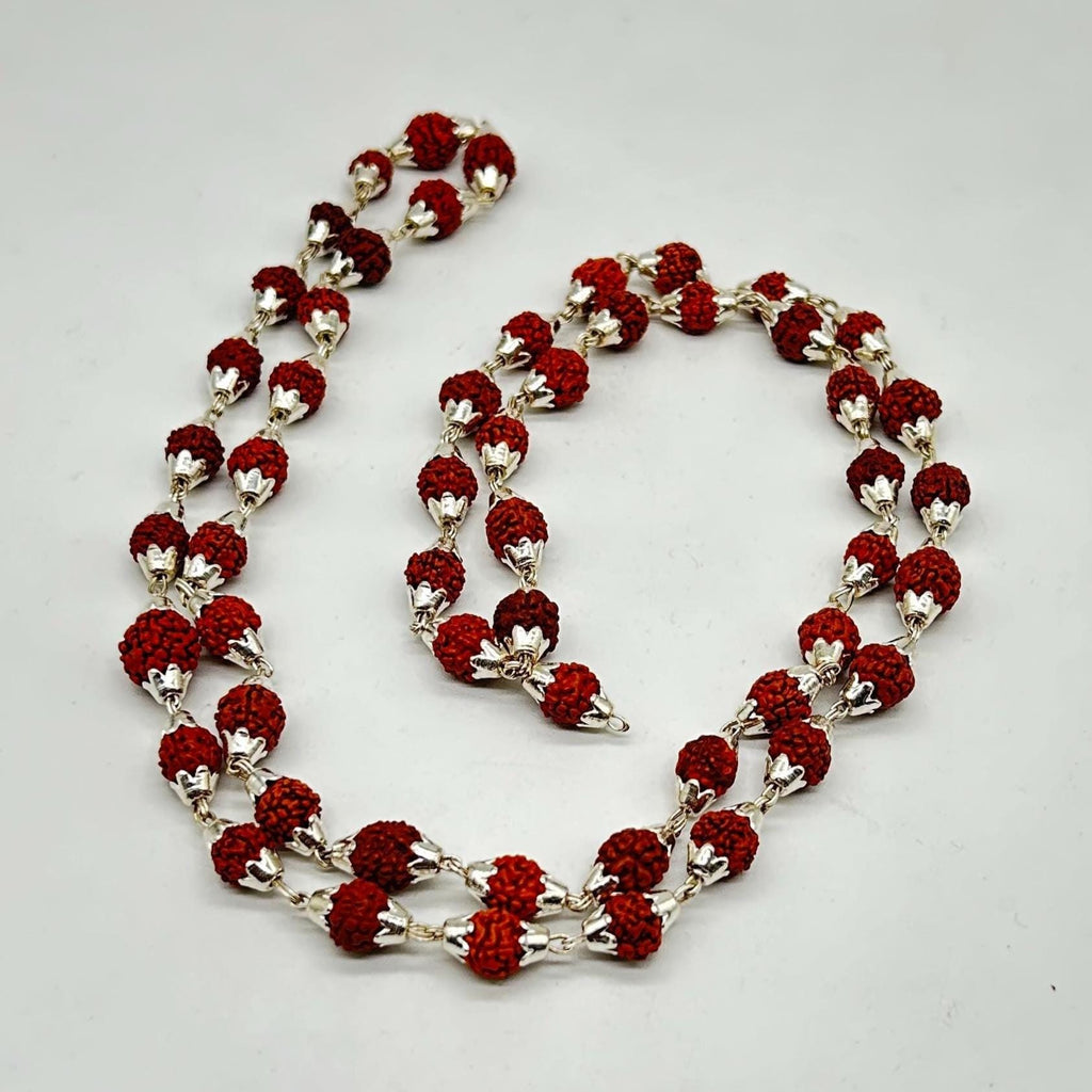 Pure Silver Rudraksha Mala / Holy Rudraksha Mala