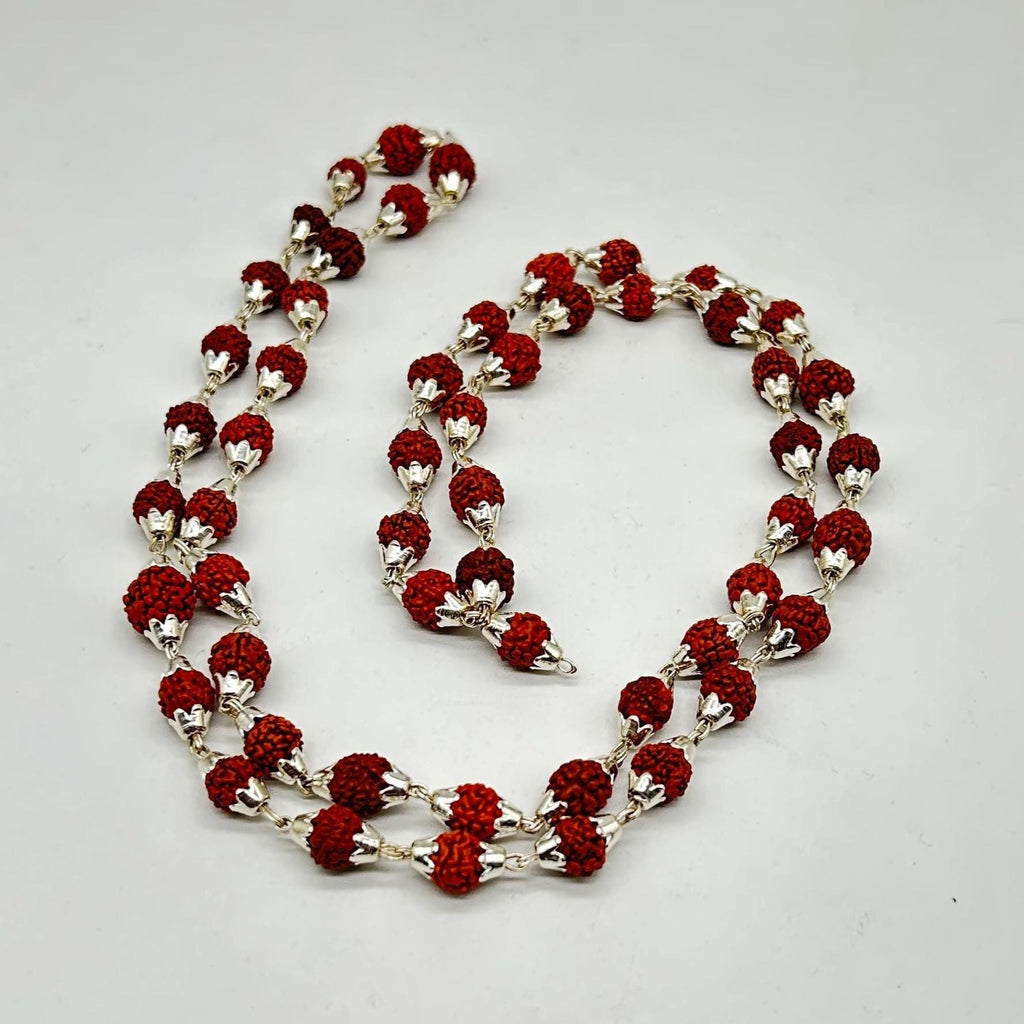 Pure Silver Rudraksha Mala / Holy Rudraksha Mala