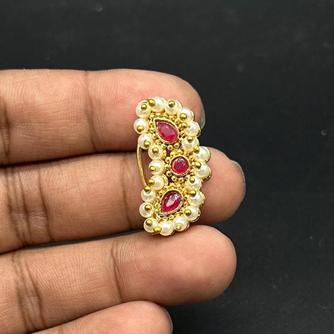 Nose pin, Clipon Indian Nose Ring, Nathini, Kundan Nath, Pakistani nose pin, Nose jewelry, no piercing needed,indian nose ring