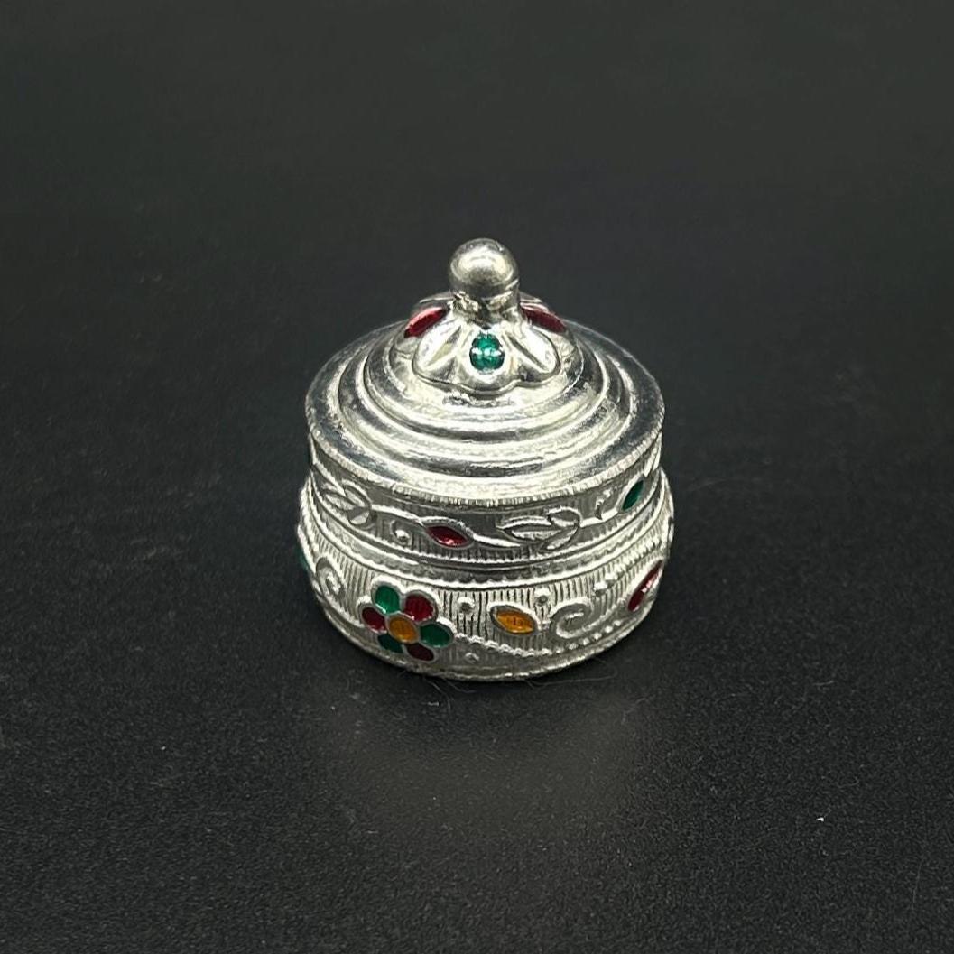925 Sterling Silver  Silver Kumkum Box / Sindoor Box