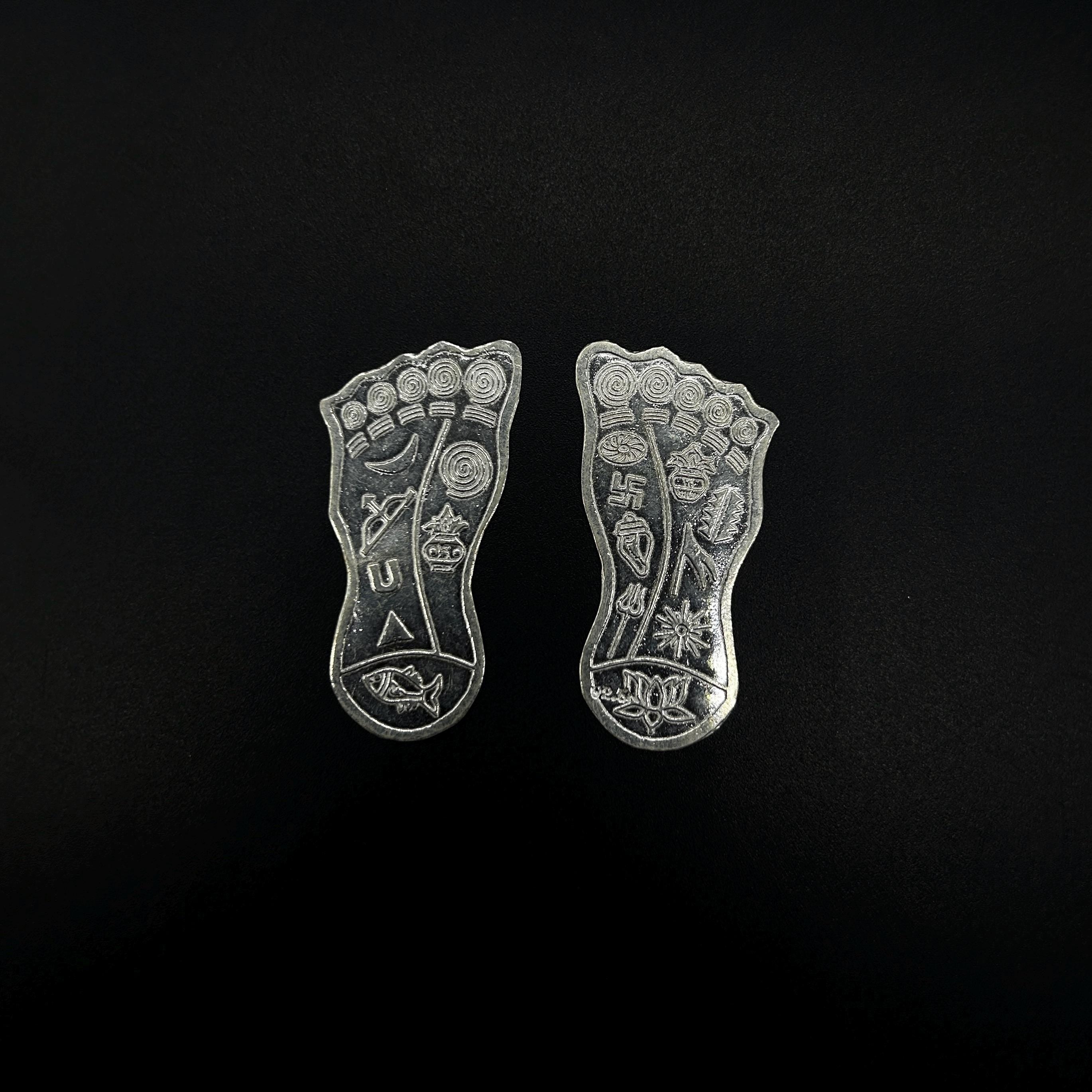 925 Sterling Silver Handmade Charan Paduka Or Slipper For Idol