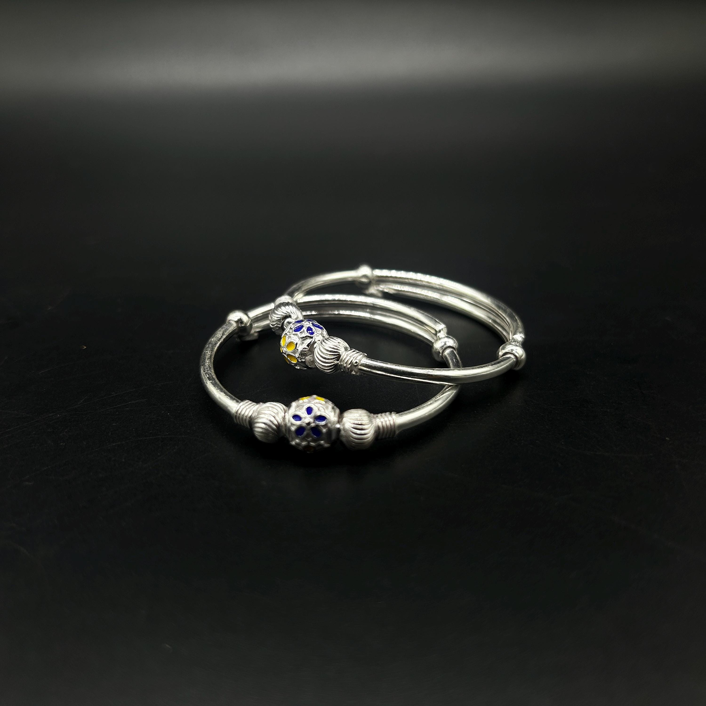 Sterling-Silver Baby Nazariya Kada Bangle for Baby Boy and Baby Girls