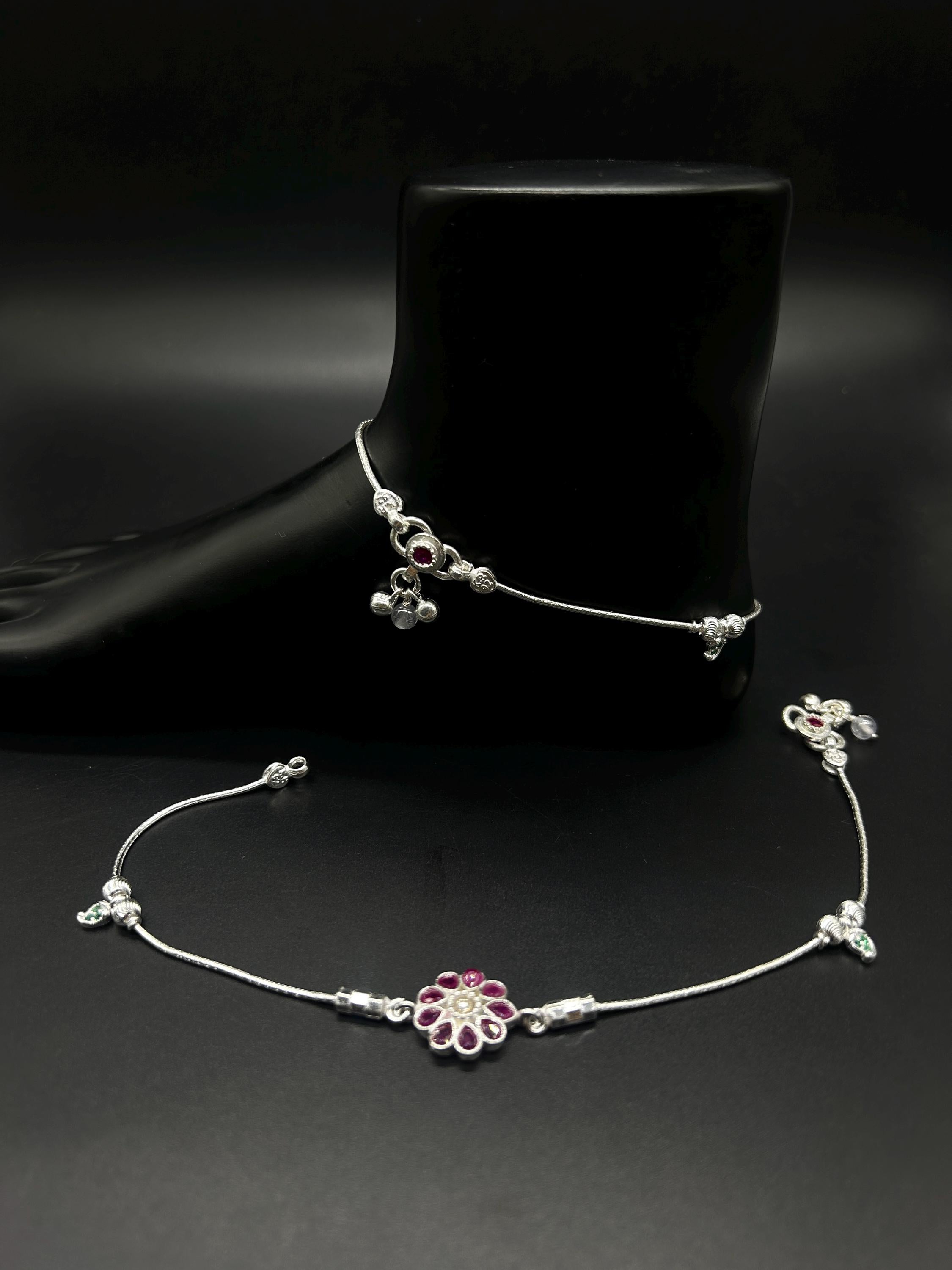 925 Sterling Silver Anklet / Silver Bride Payal / Silver Anklet / Silver Payal / Silver Antique Payal / Designer Anklet