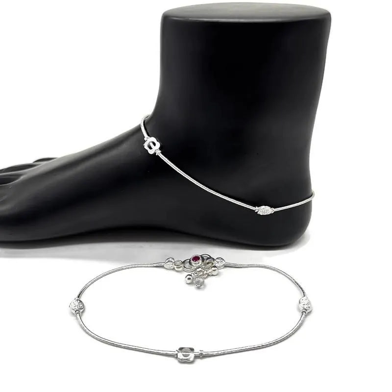 925 Sterling Silver Anklet / Silver Bride Payal / Silver Anklet / Silver Payal / Silver Antique Payal / Designer Anklet