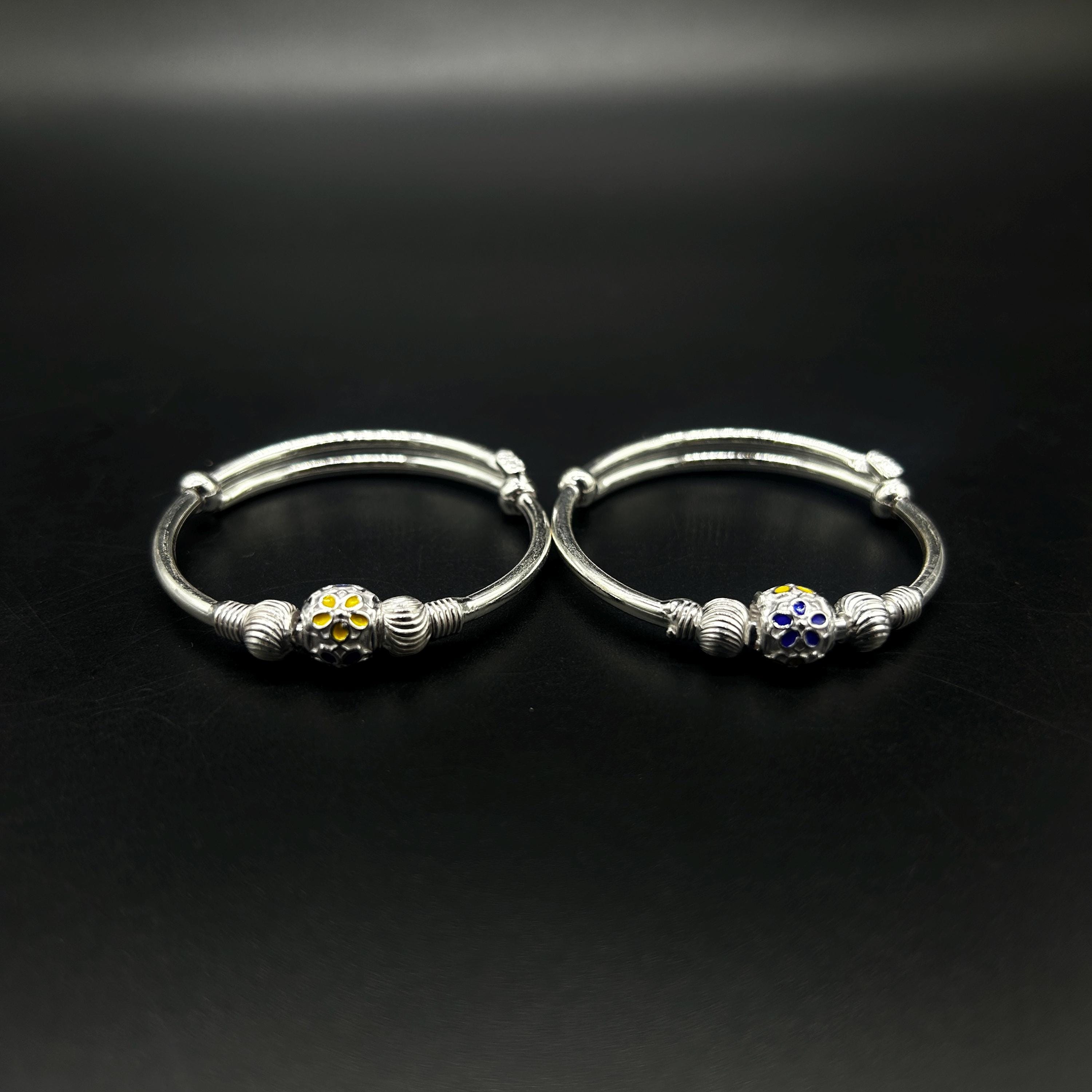 Sterling-Silver Baby Nazariya Kada Bangle for Baby Boy and Baby Girls
