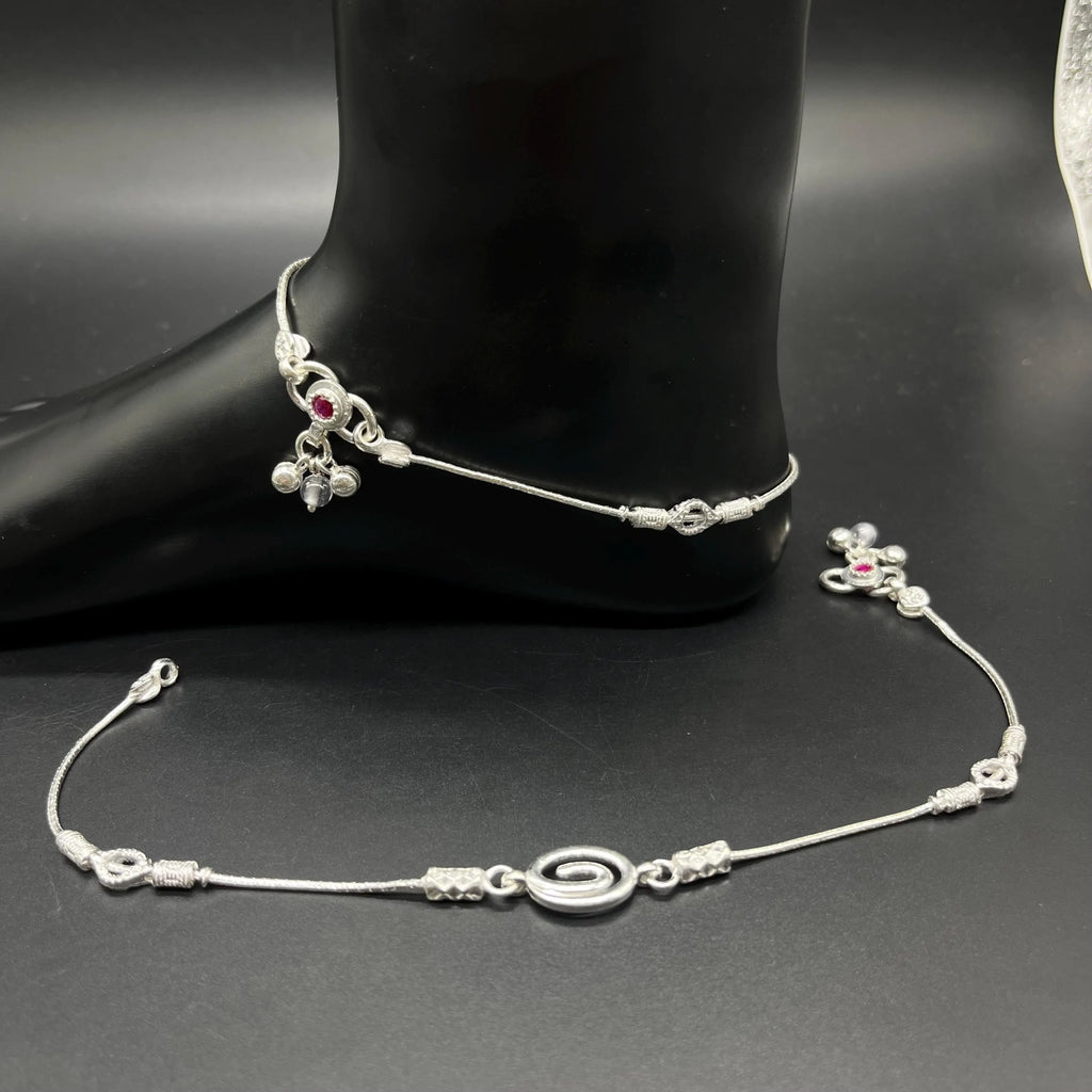 925 Sterling Silver Anklet / Silver Bride Payal / Silver Anklet / Silver Payal / Silver Antique Payal / Designer Anklet