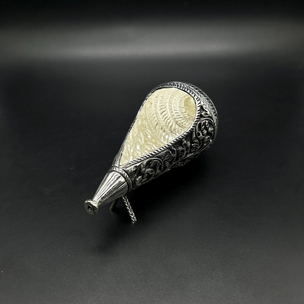 925 Sterling Silver Shank | 925 Silver Conch for Pooja | Decorative Silver Shankh | Hindu Spiritual Gift