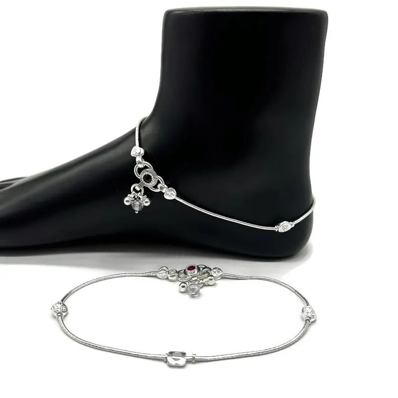925 Sterling Silver Anklet / Silver Bride Payal / Silver Anklet / Silver Payal / Silver Antique Payal / Designer Anklet