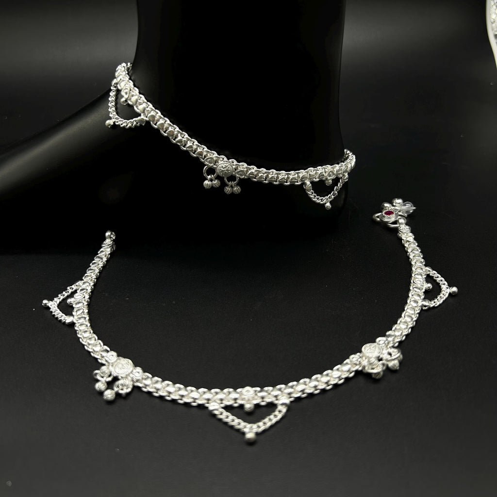 925 Sterling Silver Anklet / Silver Payal / Silver Anklet / Silver Bride Anklet / Silver Payal / Silver Designer Payal